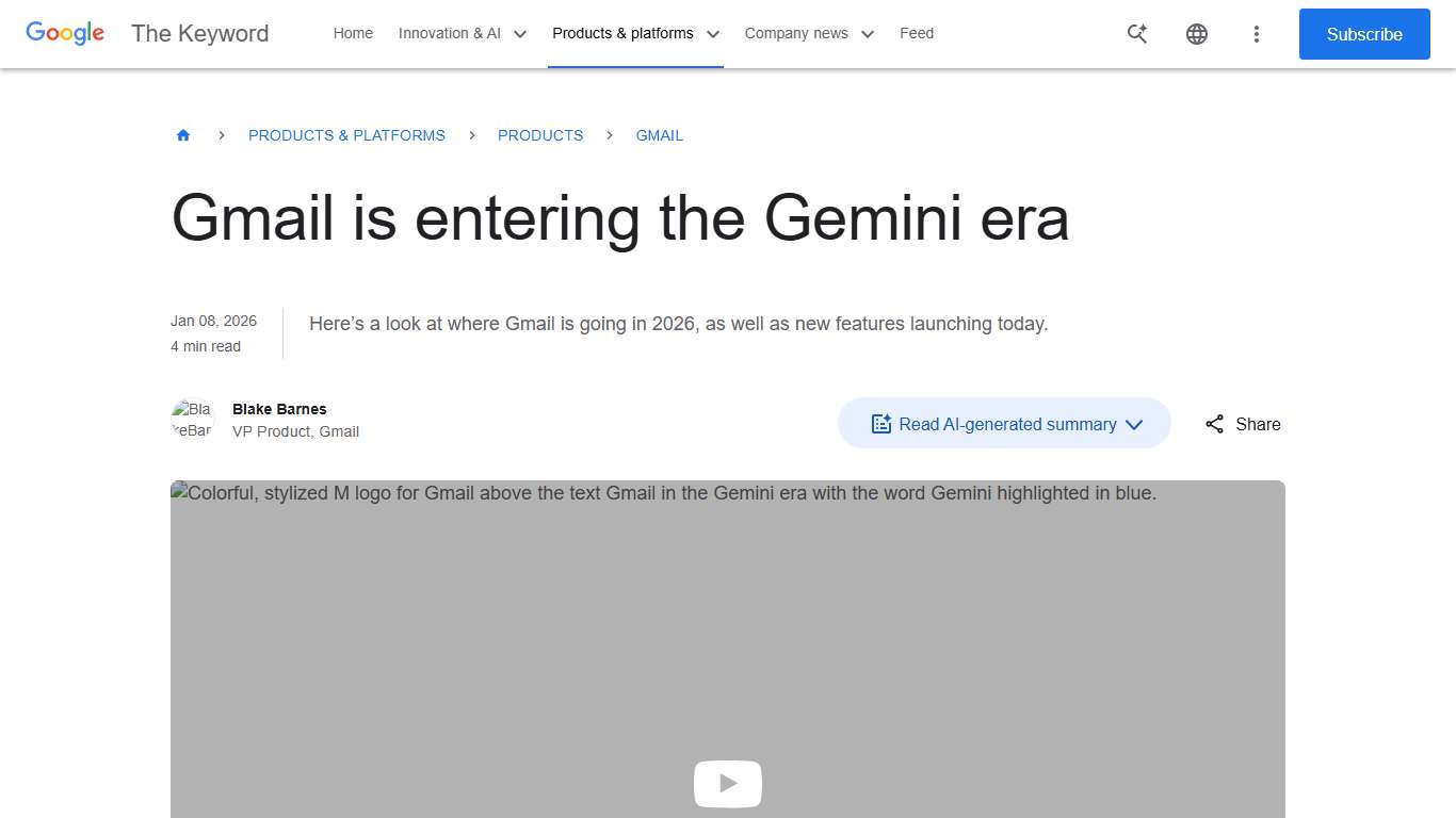 Gmail launches AI features like AI Overviews and more, made possible by Gemini 3