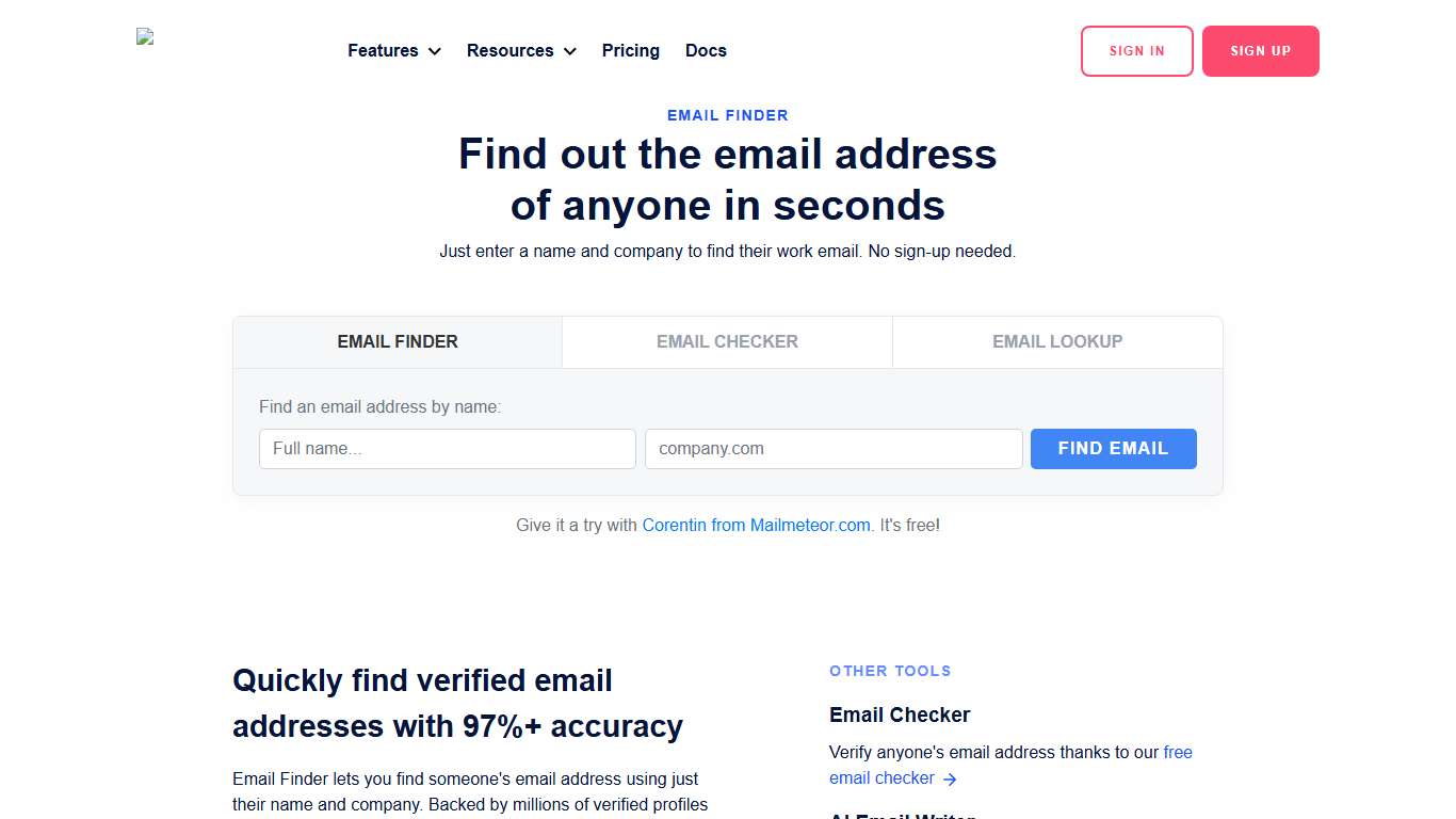 Email Finder: Find Professional Email Addresses by Name and Company - Mailmeteor